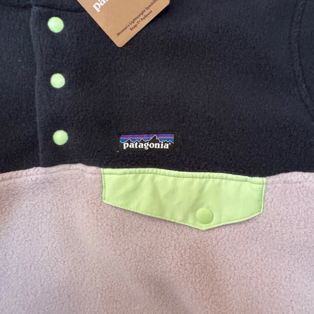 Patagonia Lightweight Synchilla Fleece Pullover Snap-T Navy Lavendar Size M - Picture 4 of 4